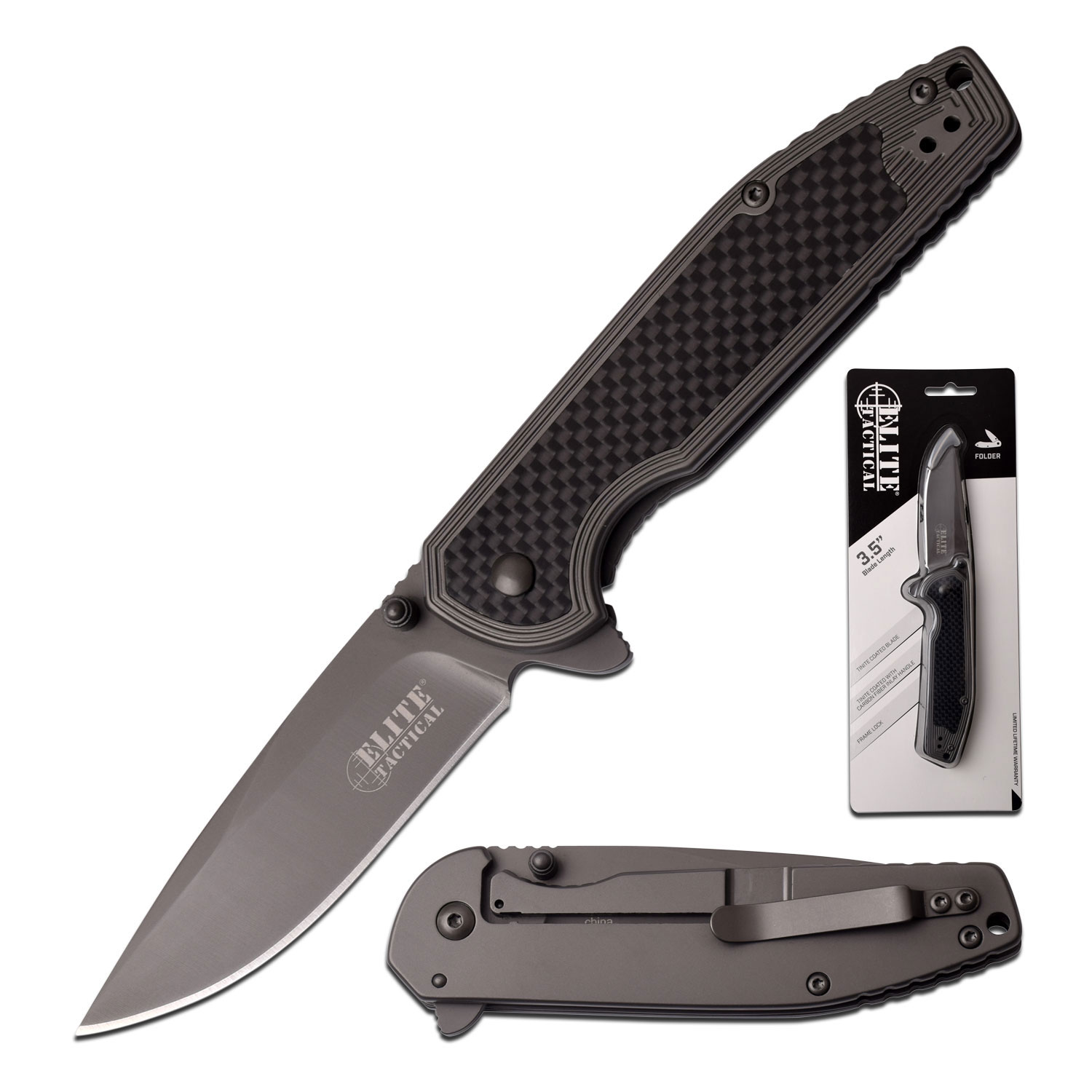 Elite Tactical Manual Folding Pocket Knife Black Handle ET-1007
