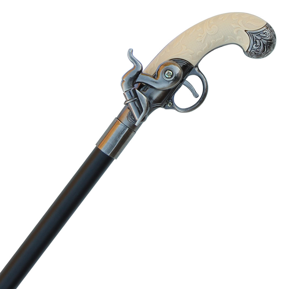 Flintlock Walking Cane Antique Gun Handle