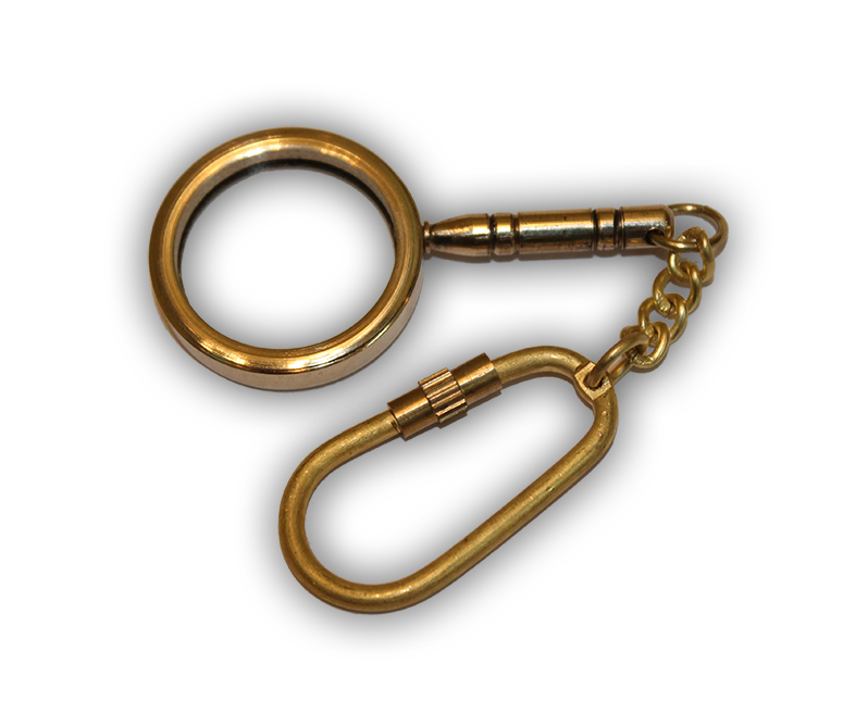 Brass Magnifying Glass KeyChain Gift Key Ring