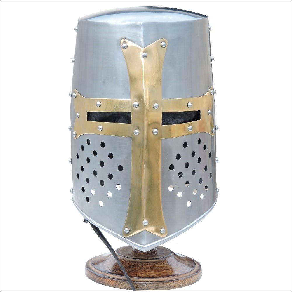 Brass Crusader Great Helmet - 16 Guage