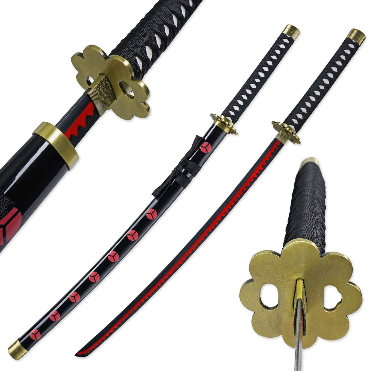  Hejiu Roronoa Zoro Katana, Yama Enma Anime Samurai Cosplay  Sword, Handmade Japanese Katana, Replica Sword, Anime Original Texture,  1045 Carbon Steel About 41 inch Overall : Sports & Outdoors