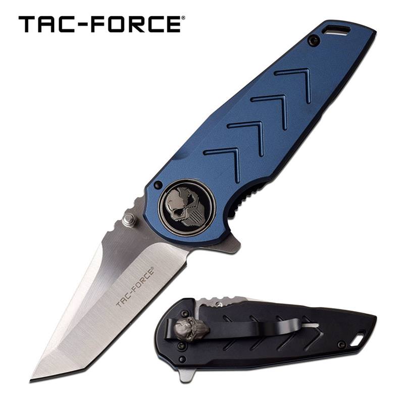Spring-Assist Folding Knife, Tac-Force Mini Stiletto 2.75 Blade Skull -  Green